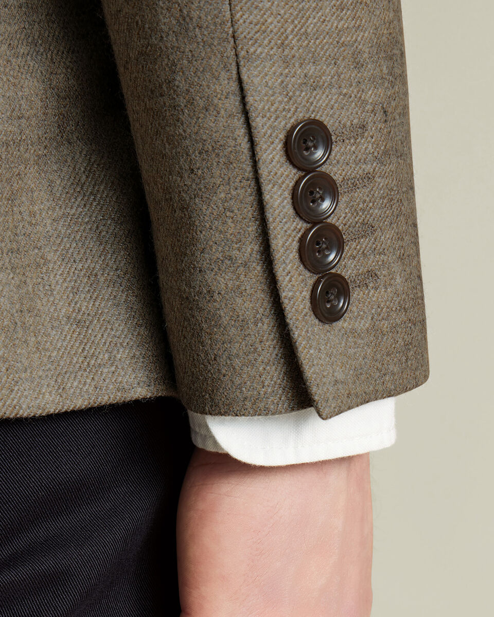 Wool Texture Twill Jacket - Stone