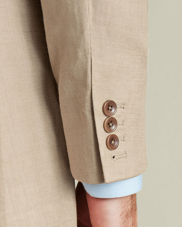 Double Breasted Linen Jacket - Taupe