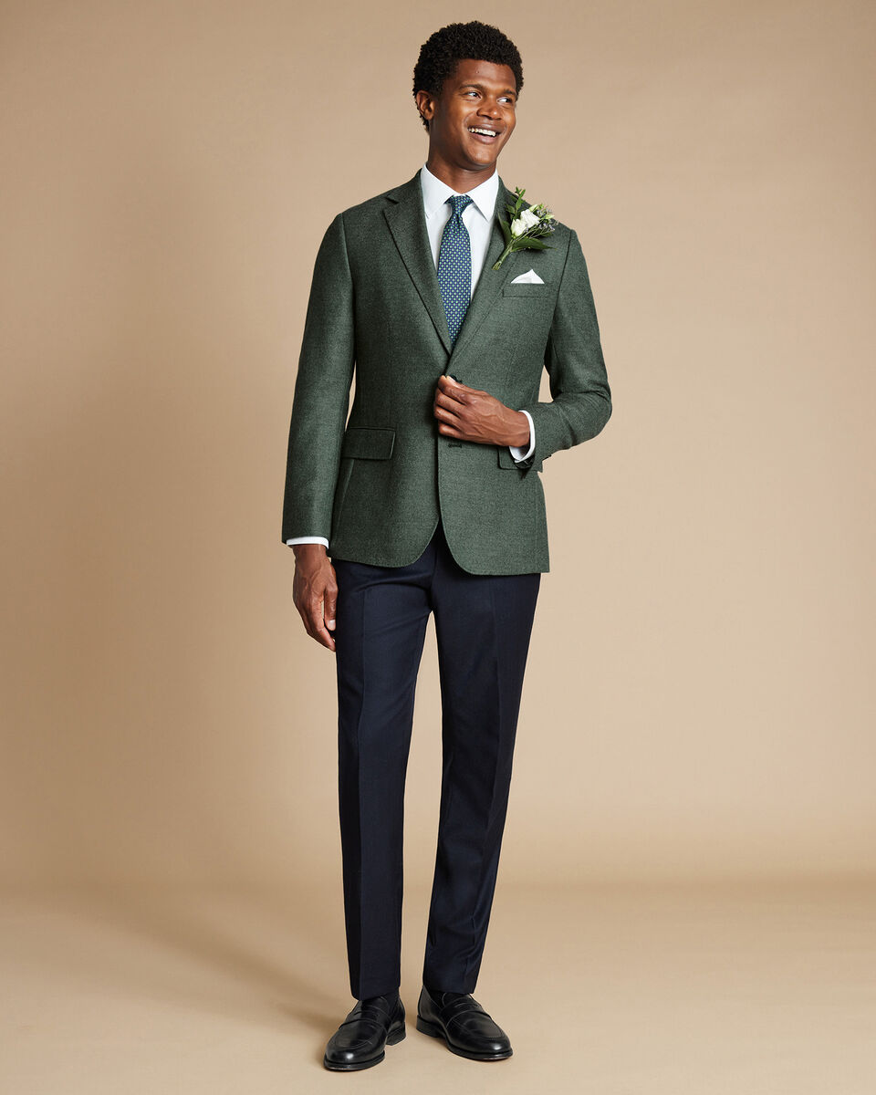 Wool Texture Twill Jacket - Sage Green