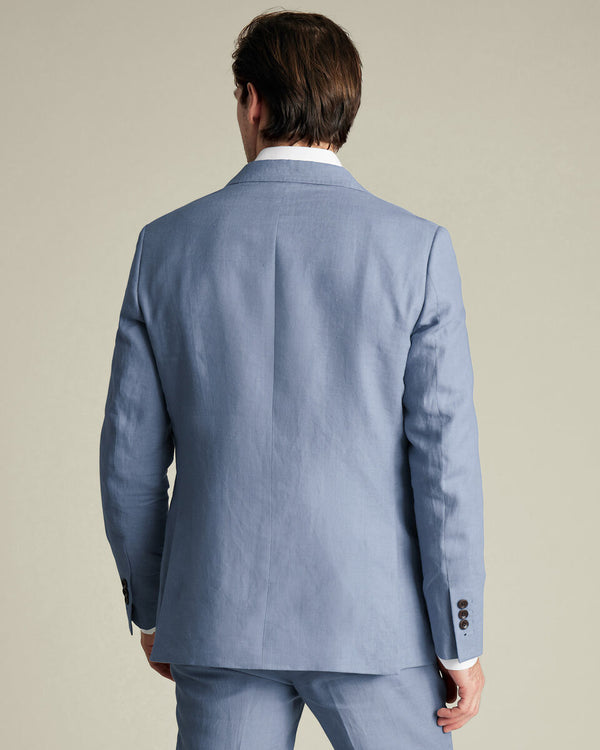 Pure Linen Jacket - Airforce Blue