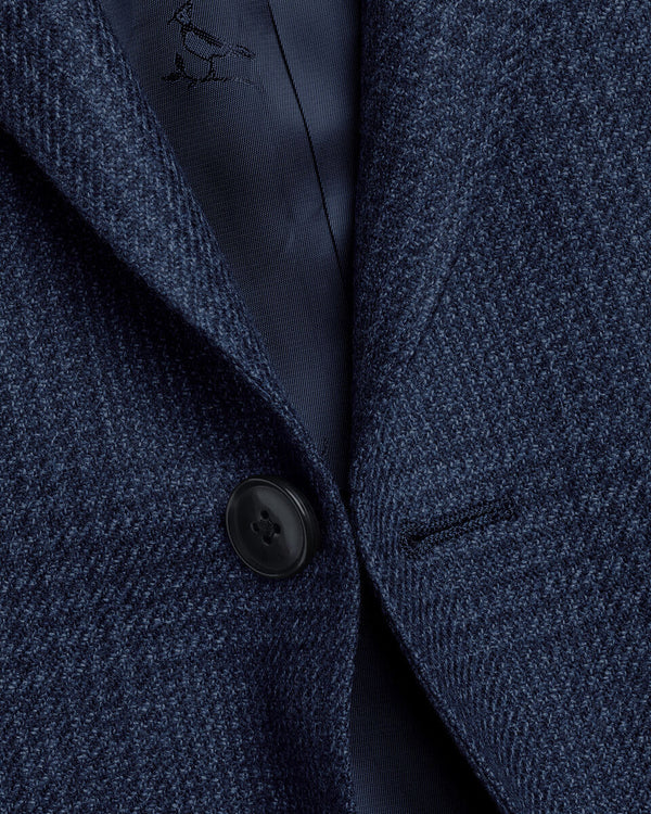 Wool Silk Check Jacket - Ink Blue