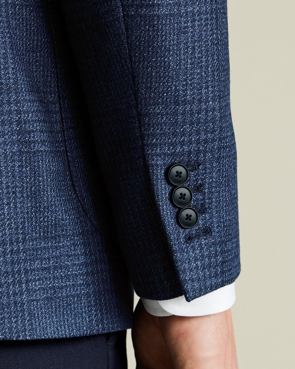 Wool Silk Check Jacket - Ink Blue
