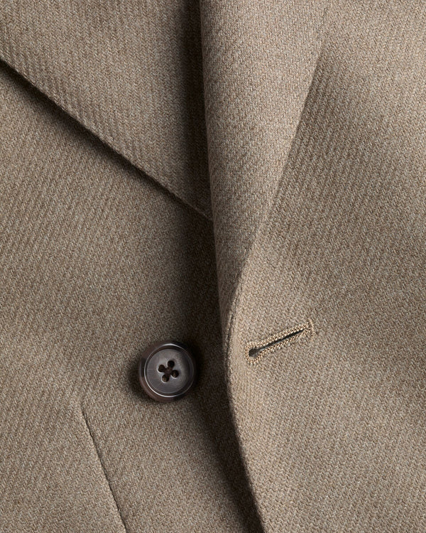 Double Breasted Wool Silk Jacket - Tan