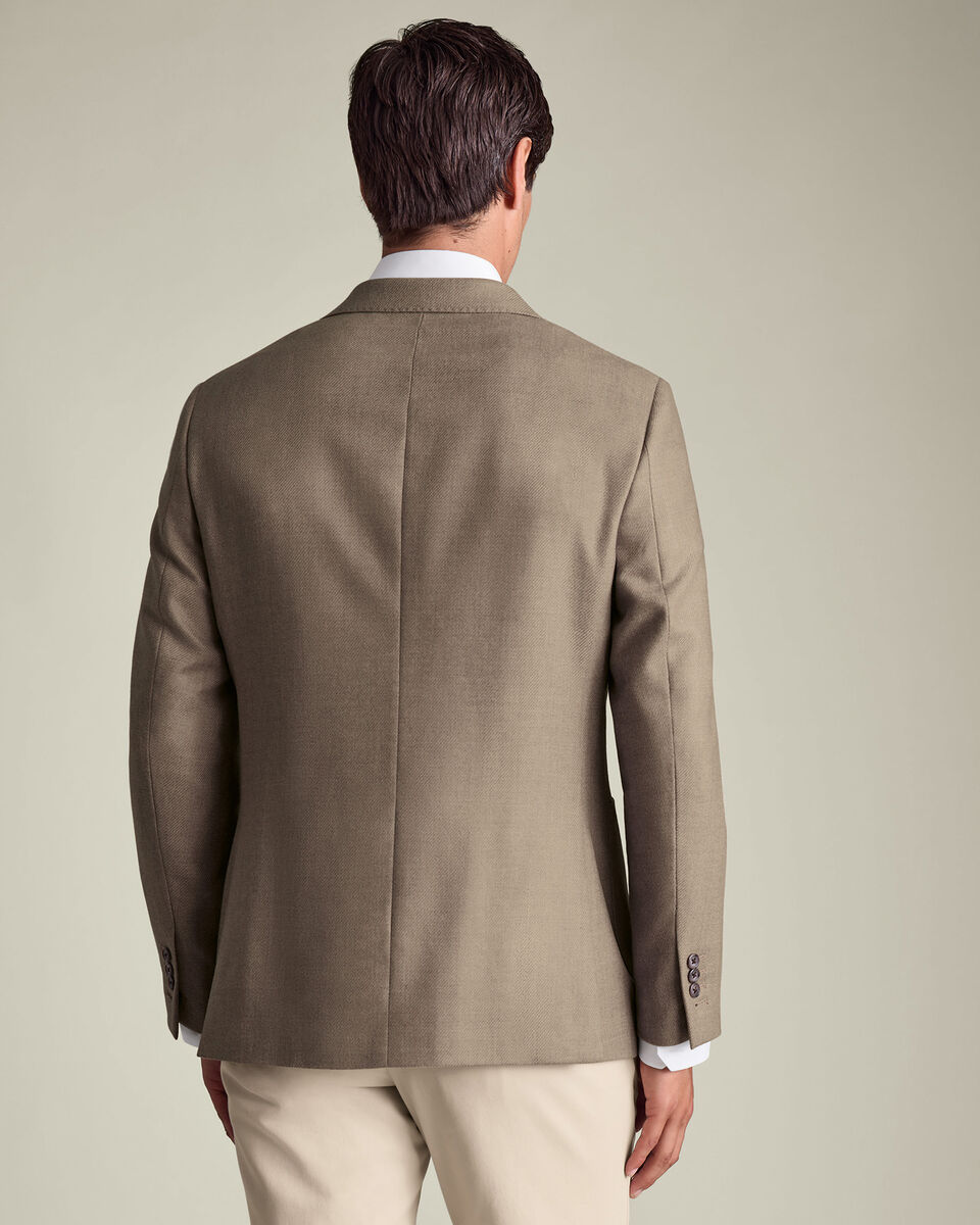 Double Breasted Wool Silk Jacket - Tan