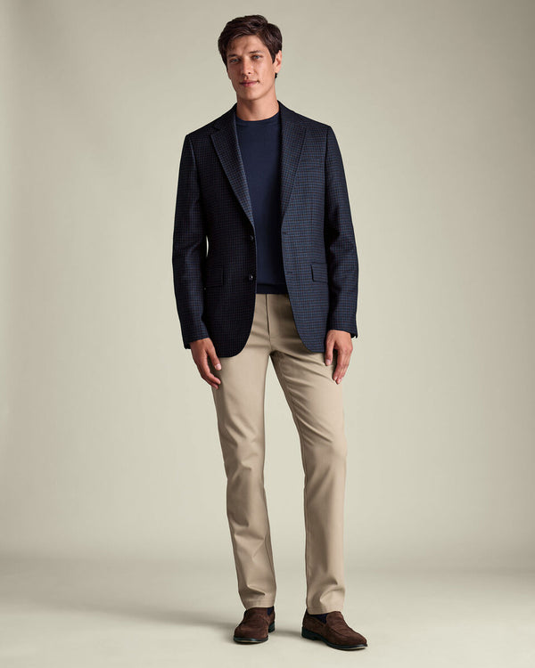 Wool Texture Check Lightweight Jacket - Ink Blue