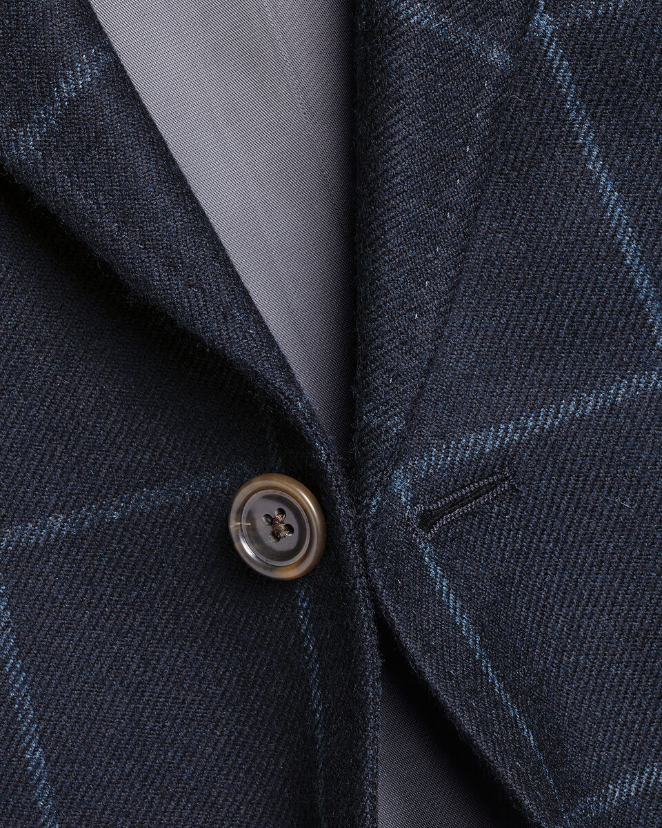 Wool Texture Twill Check Jacket - Navy Secondary image