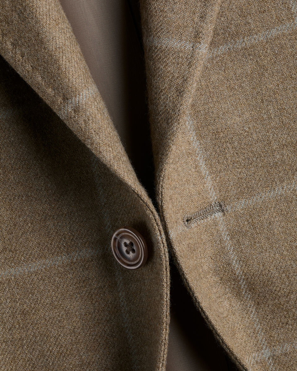 Wool Texture Check Jacket - Tan