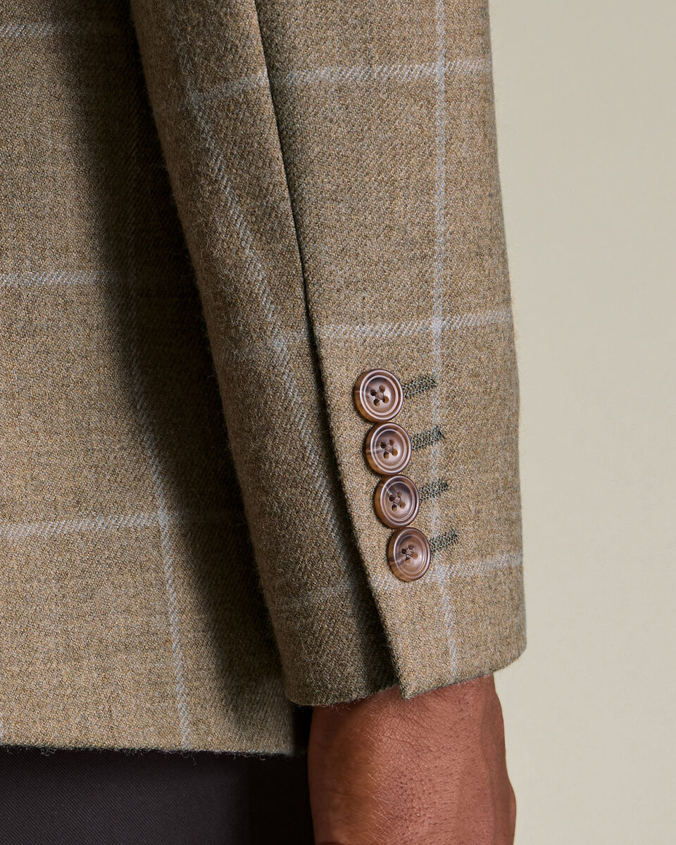 Wool Texture Check Jacket - Tan