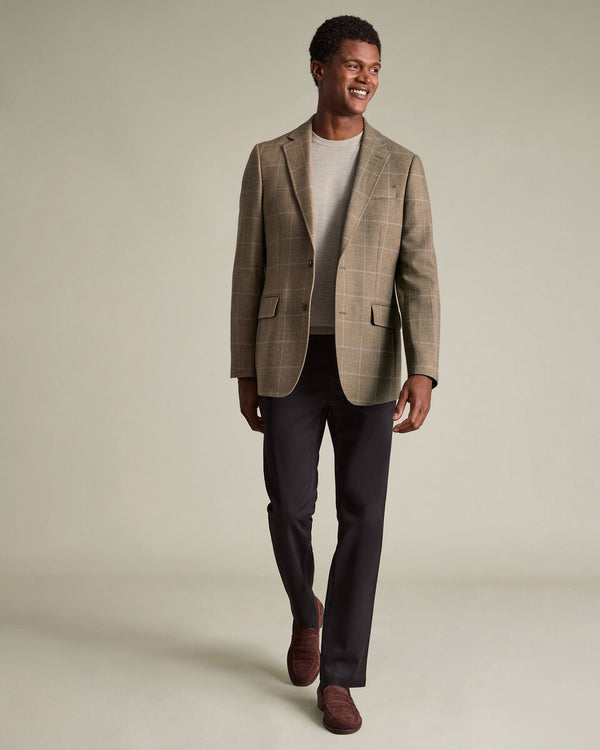 Wool Texture Check Jacket - Tan