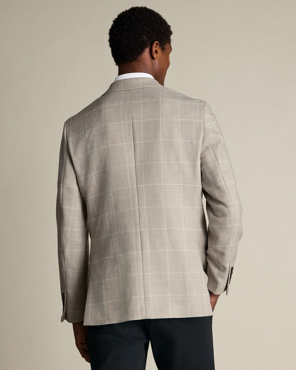 Wool Textured Check Jacket – Stone