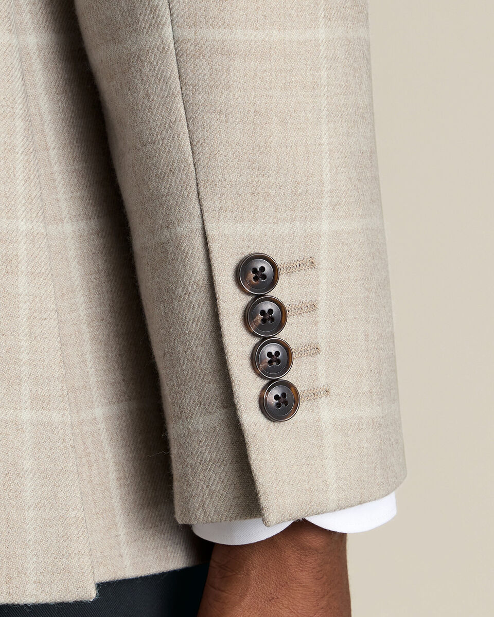 Wool Textured Check Jacket – Stone