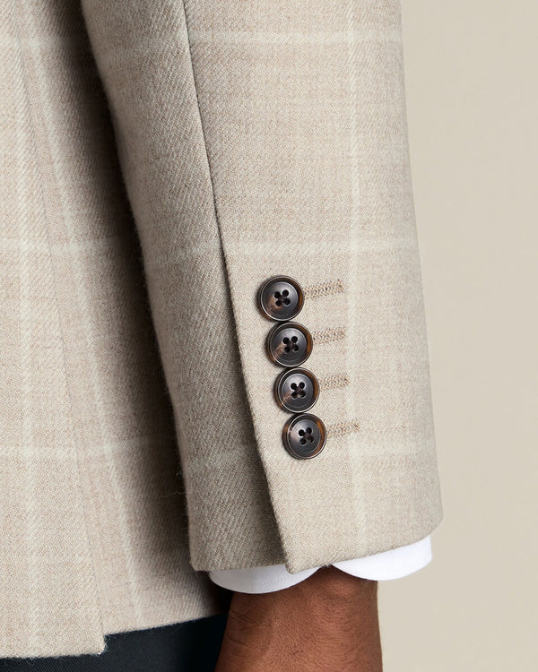 Wool Textured Check Jacket – Stone