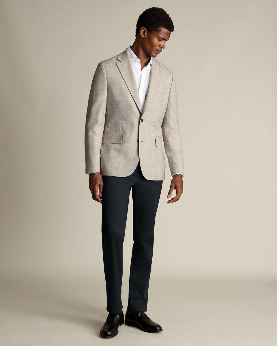 Wool Textured Check Jacket – Stone