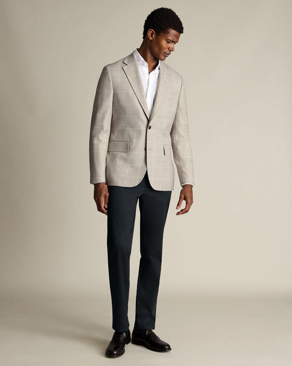 Wool Textured Check Jacket – Stone