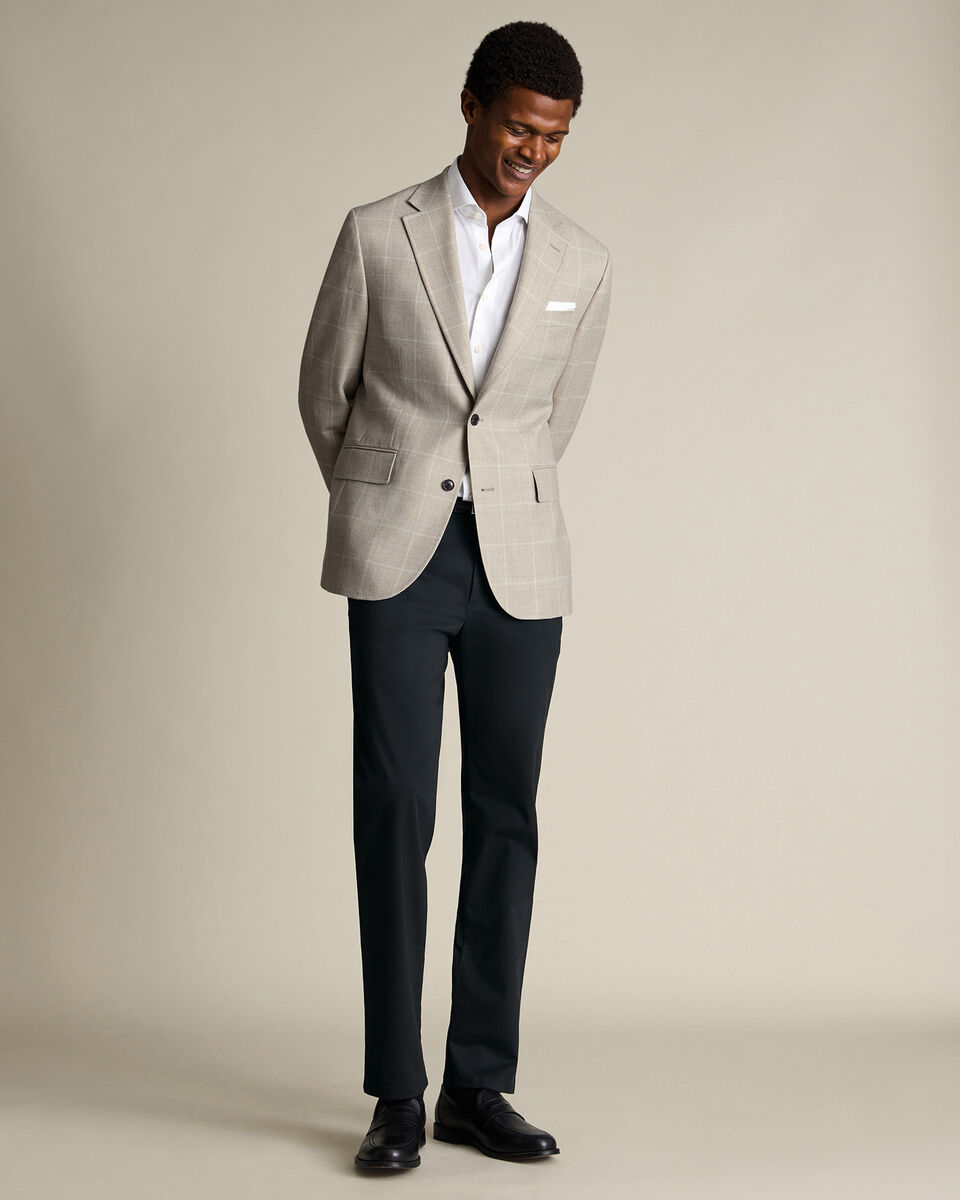 Wool Textured Check Jacket – Stone