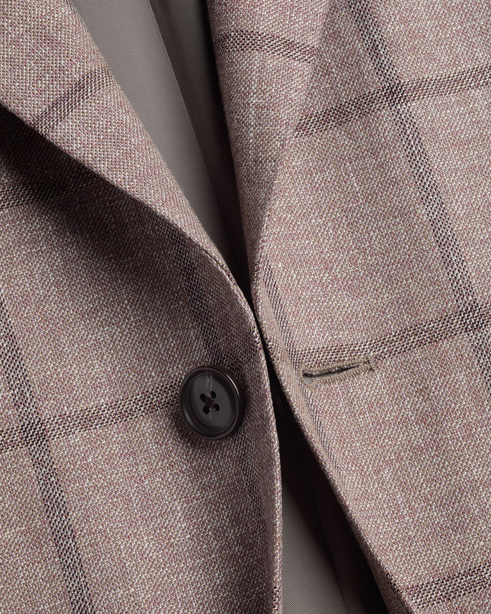 Lightweight Wool Texture Check Jacket – Burgundy Secondary image
