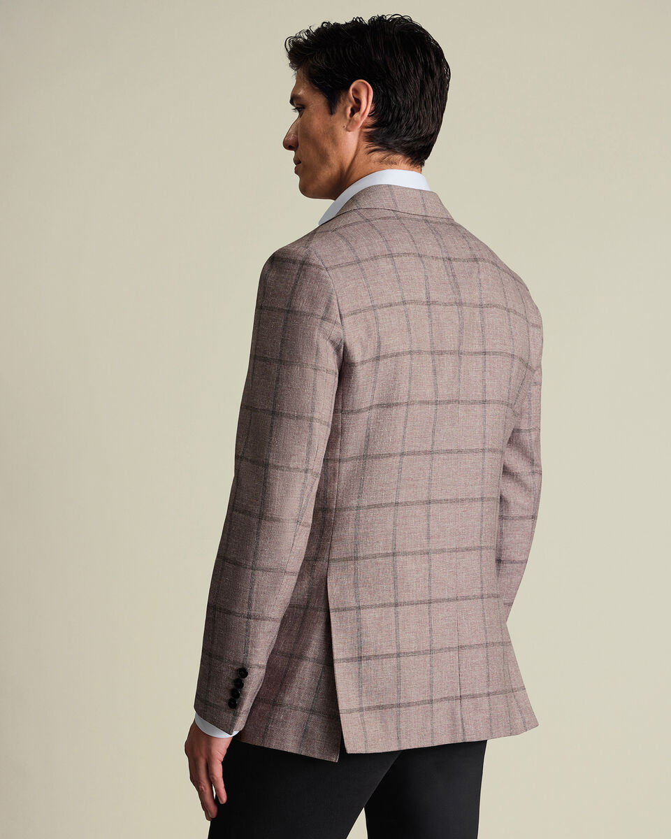 Lightweight Wool Texture Check Jacket – Burgundy