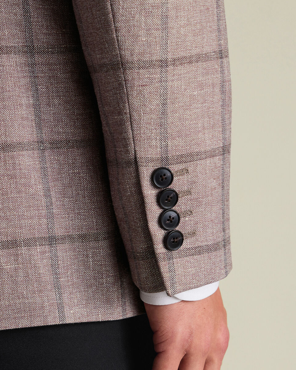 Lightweight Wool Texture Check Jacket – Burgundy