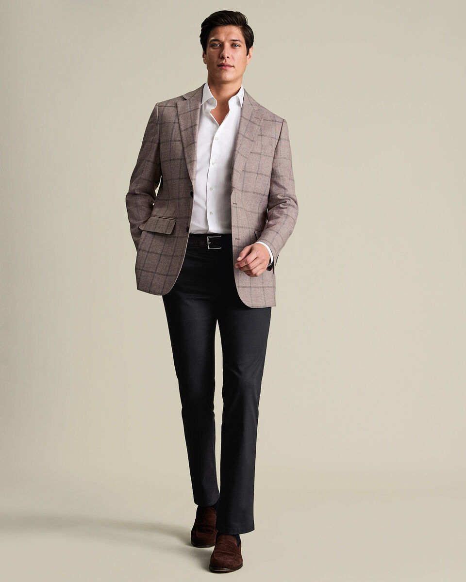 Lightweight Wool Texture Check Jacket – Burgundy