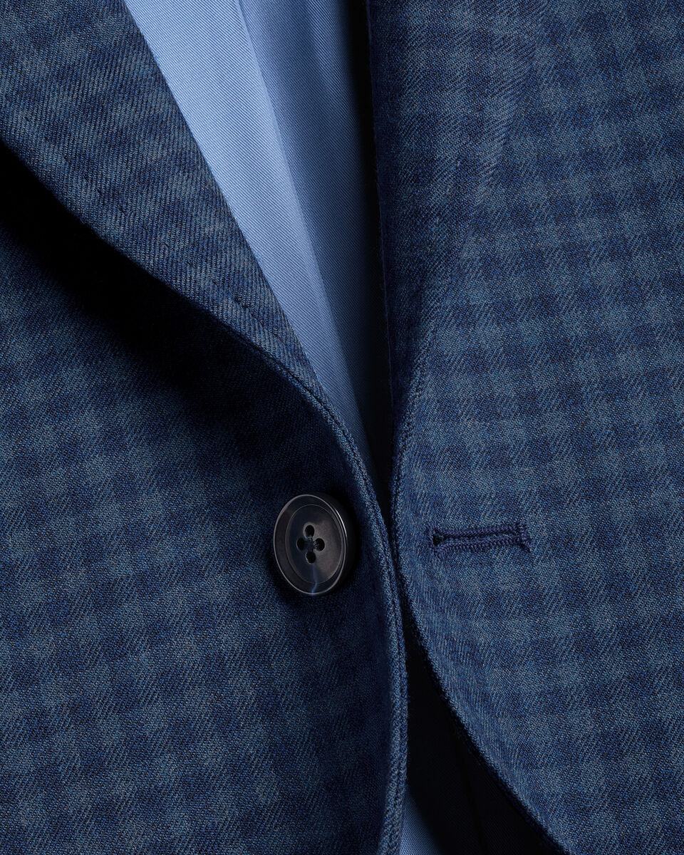 Lightweight Wool Texture Check Jacket – Indigo Blue