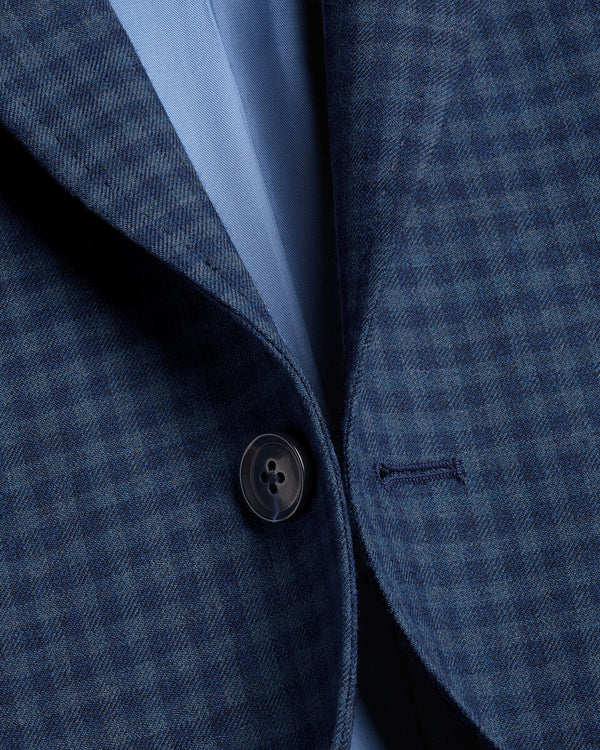Lightweight Wool Texture Check Jacket – Indigo Blue