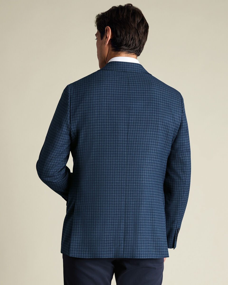 Lightweight Wool Texture Check Jacket – Indigo Blue