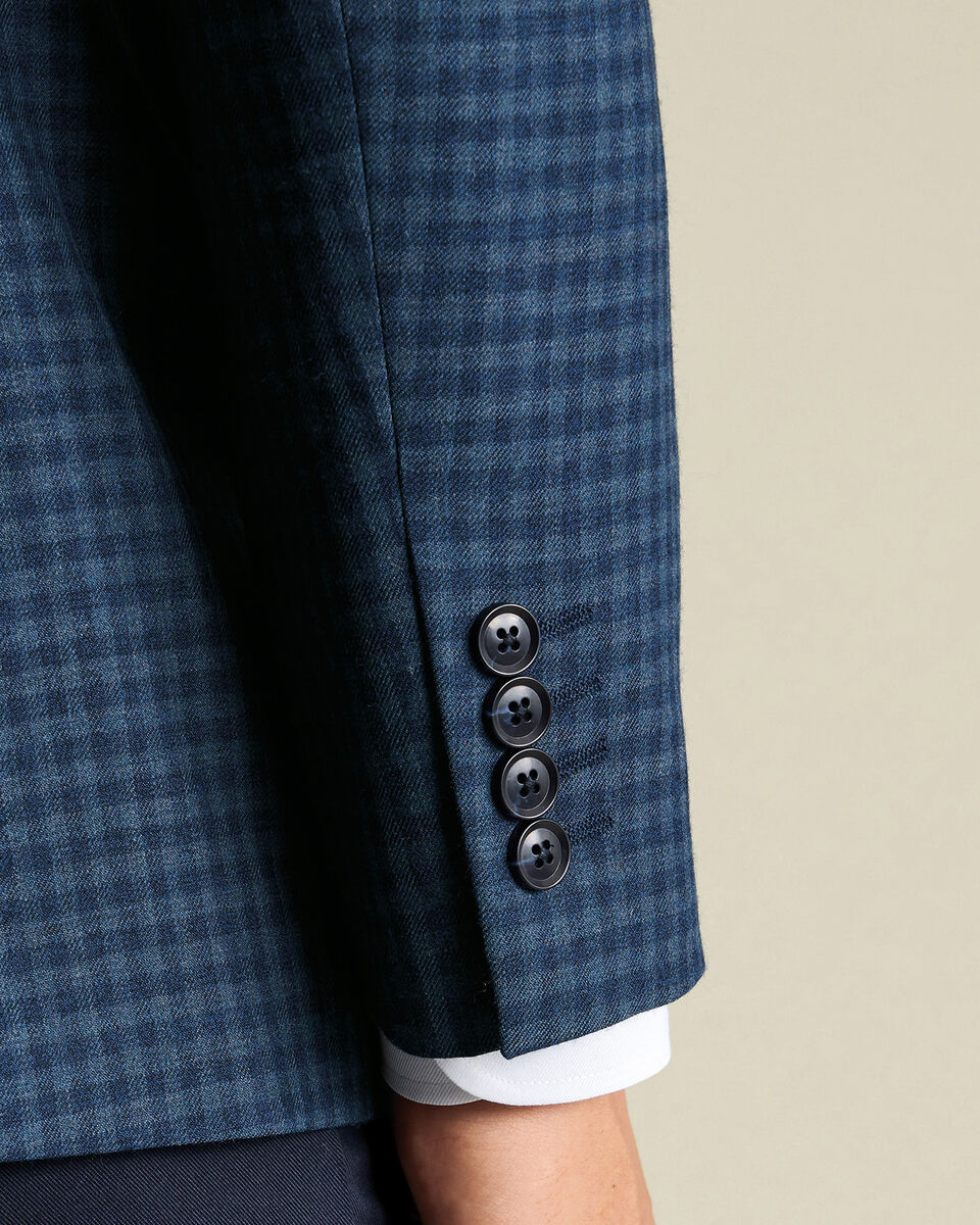 Lightweight Wool Texture Check Jacket – Indigo Blue