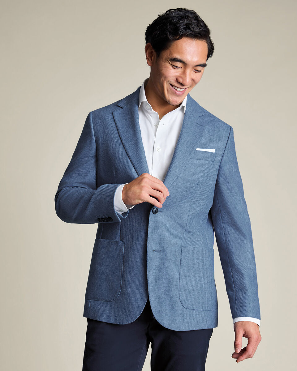 Wool Silk Jacket – Denim Blue