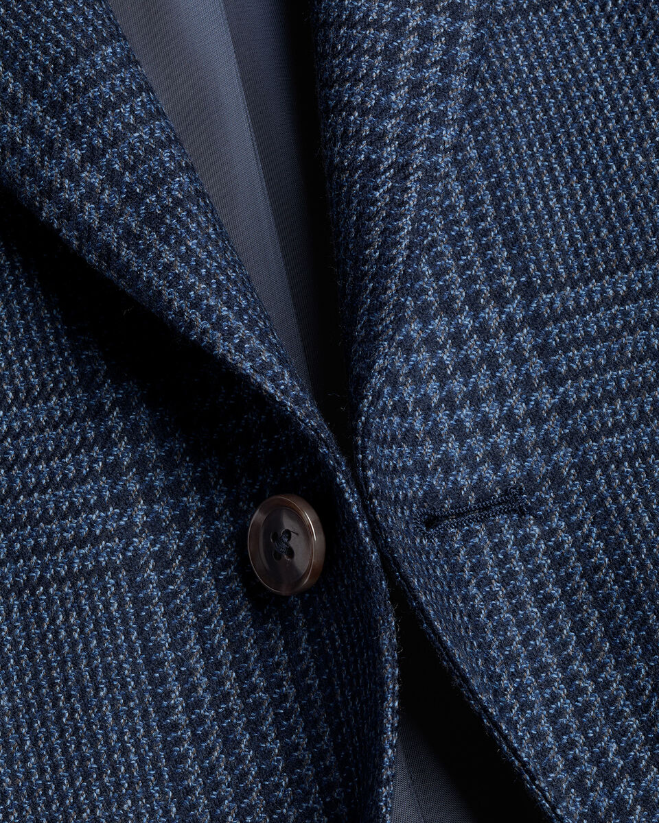 Wool Silk Check Jacket – French Blue