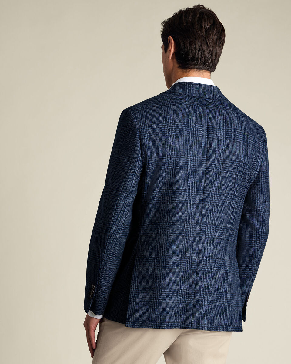 Wool Silk Check Jacket – French Blue