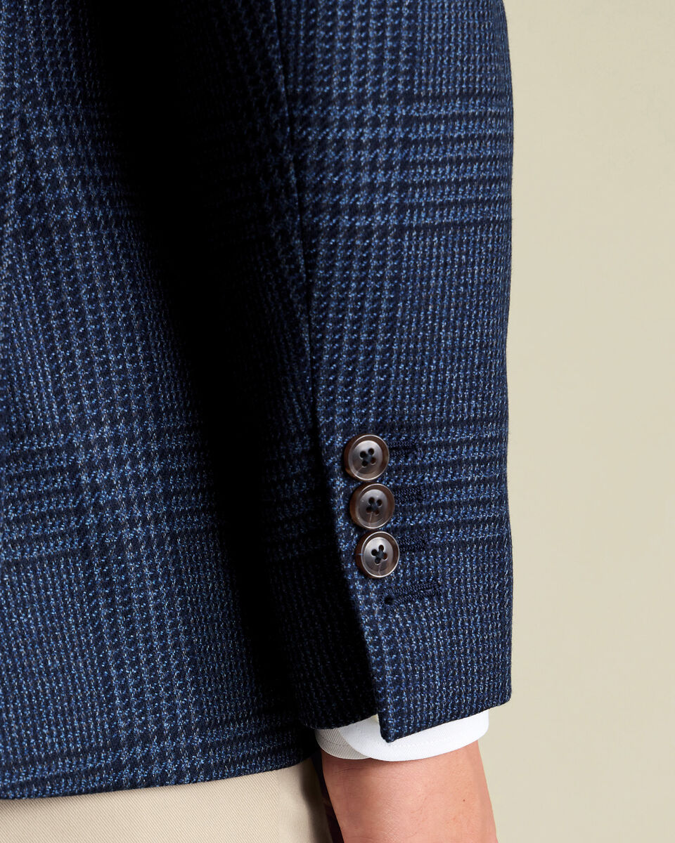 Wool Silk Check Jacket – French Blue