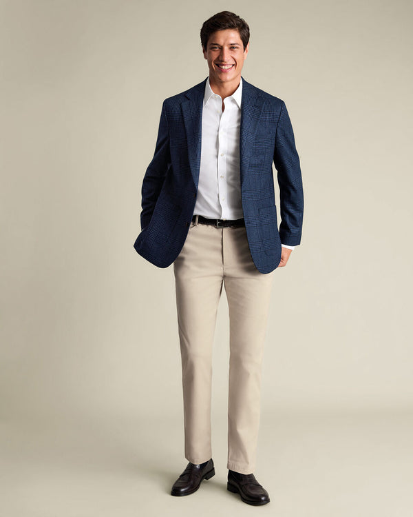 Wool Silk Check Jacket – French Blue