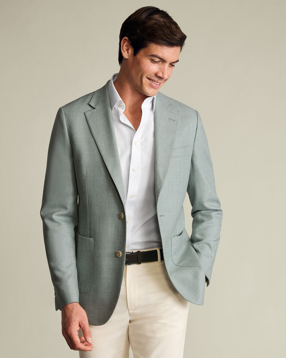 Wool Silk Jacket – Pale Teal