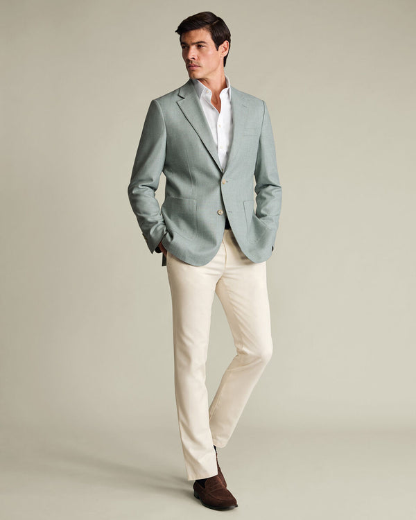 Wool Silk Jacket – Pale Teal