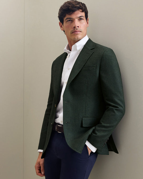 Wool Textured Jacket - Forest Green