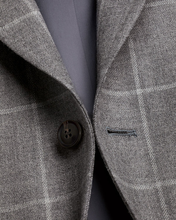 Wool Textured Check Jacket - Grey