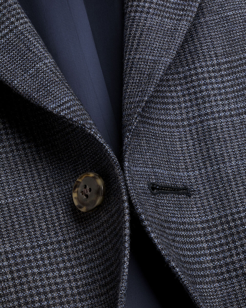 Wool Textured Check Jacket - Steel Blue Secondary image