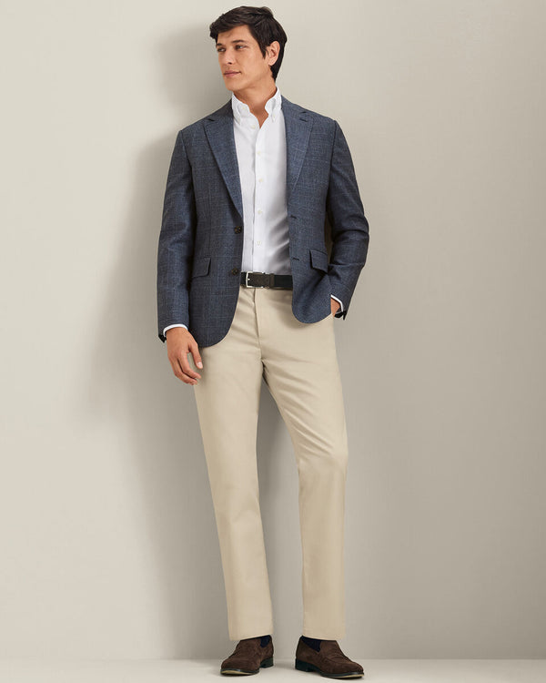 Wool Textured Check Jacket - Steel Blue