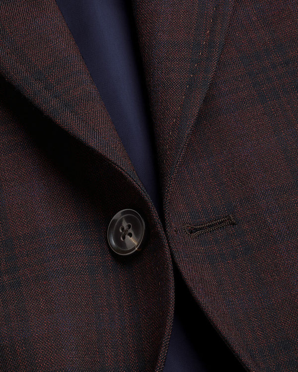 Lightweight Wool Check Jacket - Burgundy