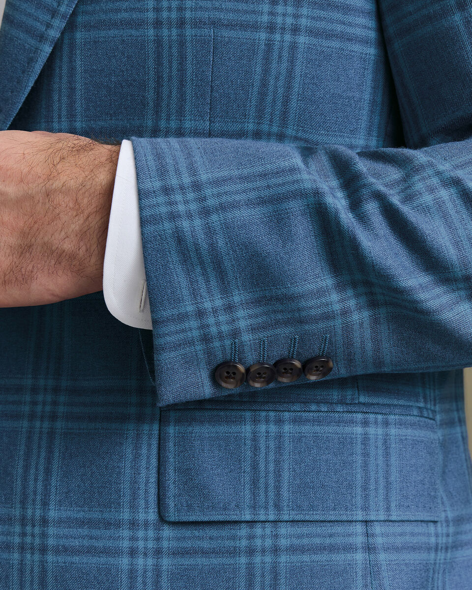 Lightweight Wool Check Jacket - Mid Blue