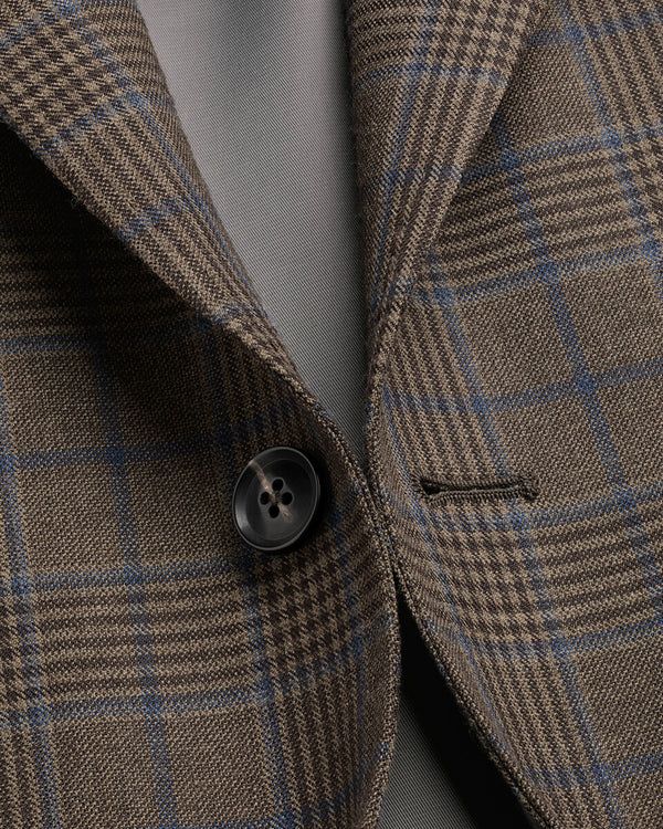 Lightweight Wool Check Jacket - Mocha
