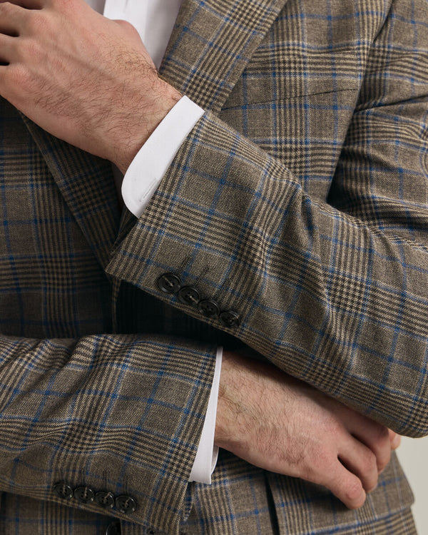 Lightweight Wool Check Jacket - Mocha