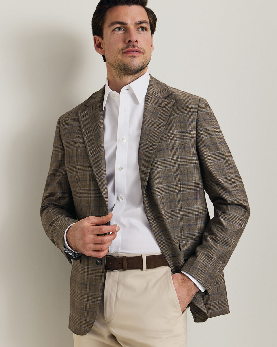 Lightweight Wool Check Jacket - Mocha Main image