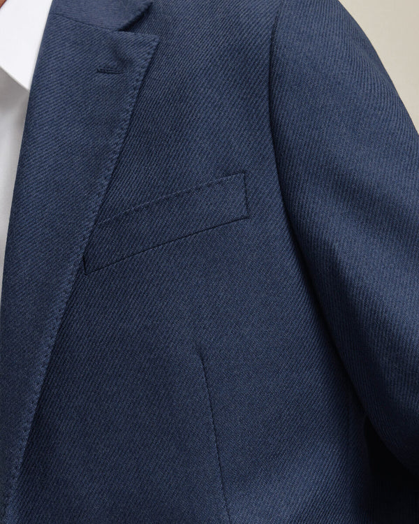 Wool Silk Jacket - Indigo Blue