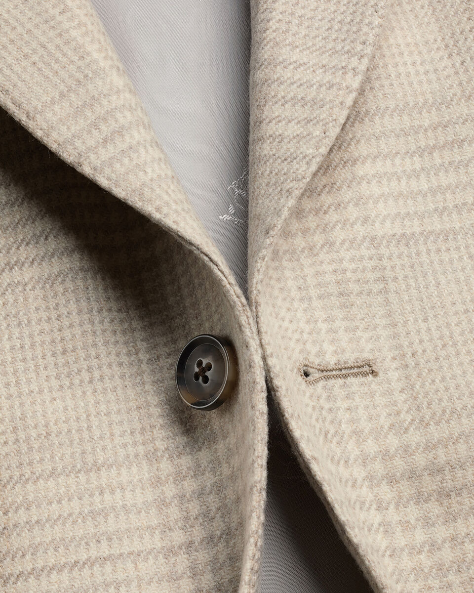 Wool Silk Check Jacket - Stone