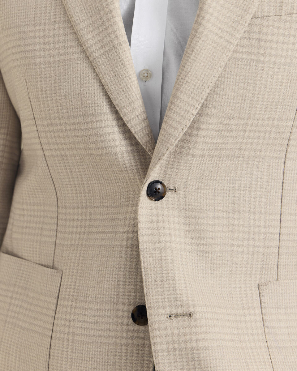 Wool Silk Check Jacket - Stone