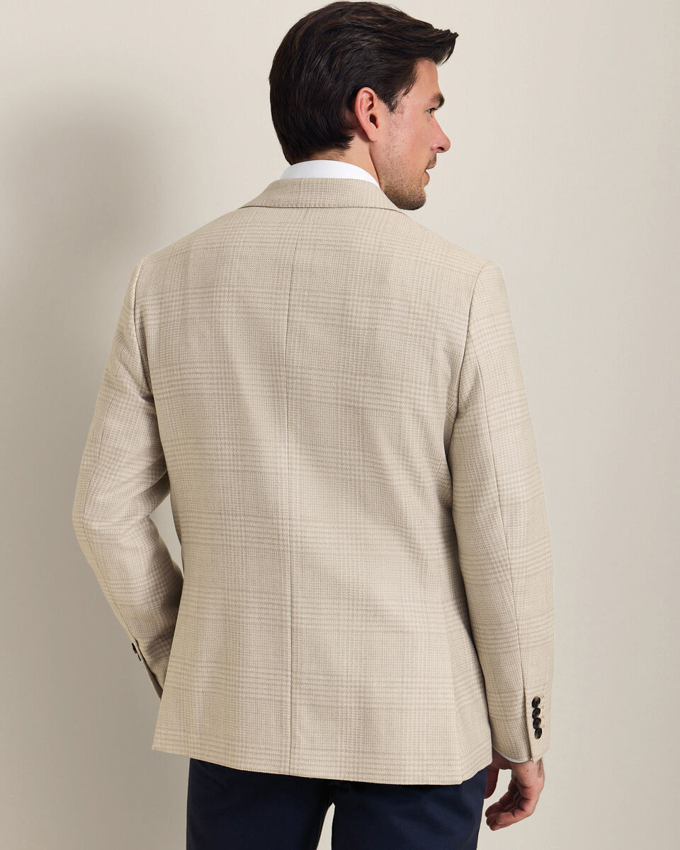 Wool Silk Check Jacket - Stone