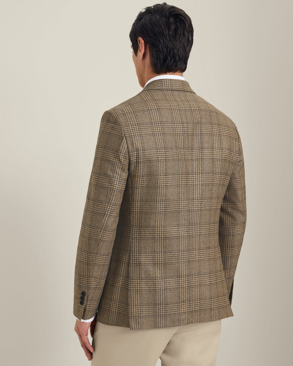 Italian luxury Prince of Wales Check Jacket - Camel