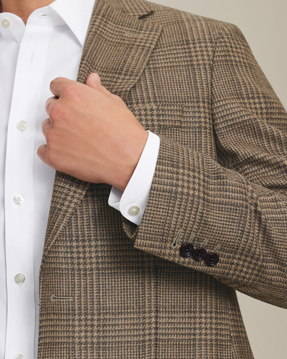 Italian luxury Prince of Wales Check Jacket - Camel