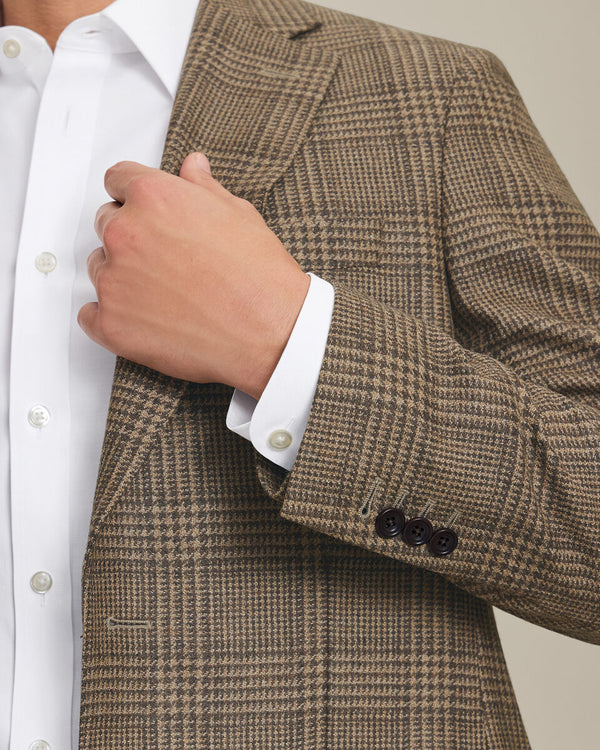 Italian luxury Prince of Wales Check Jacket - Camel